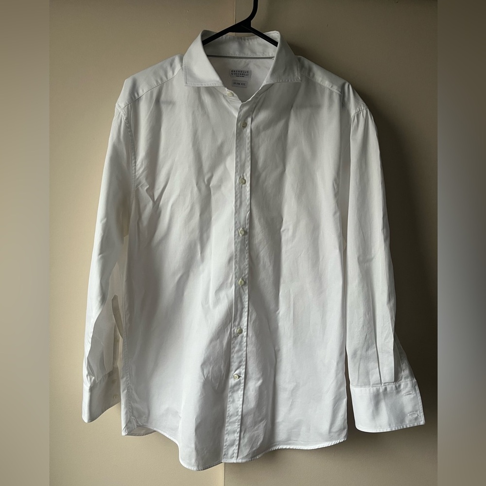 Brunello Cucinelli Men's White Dress Shirt